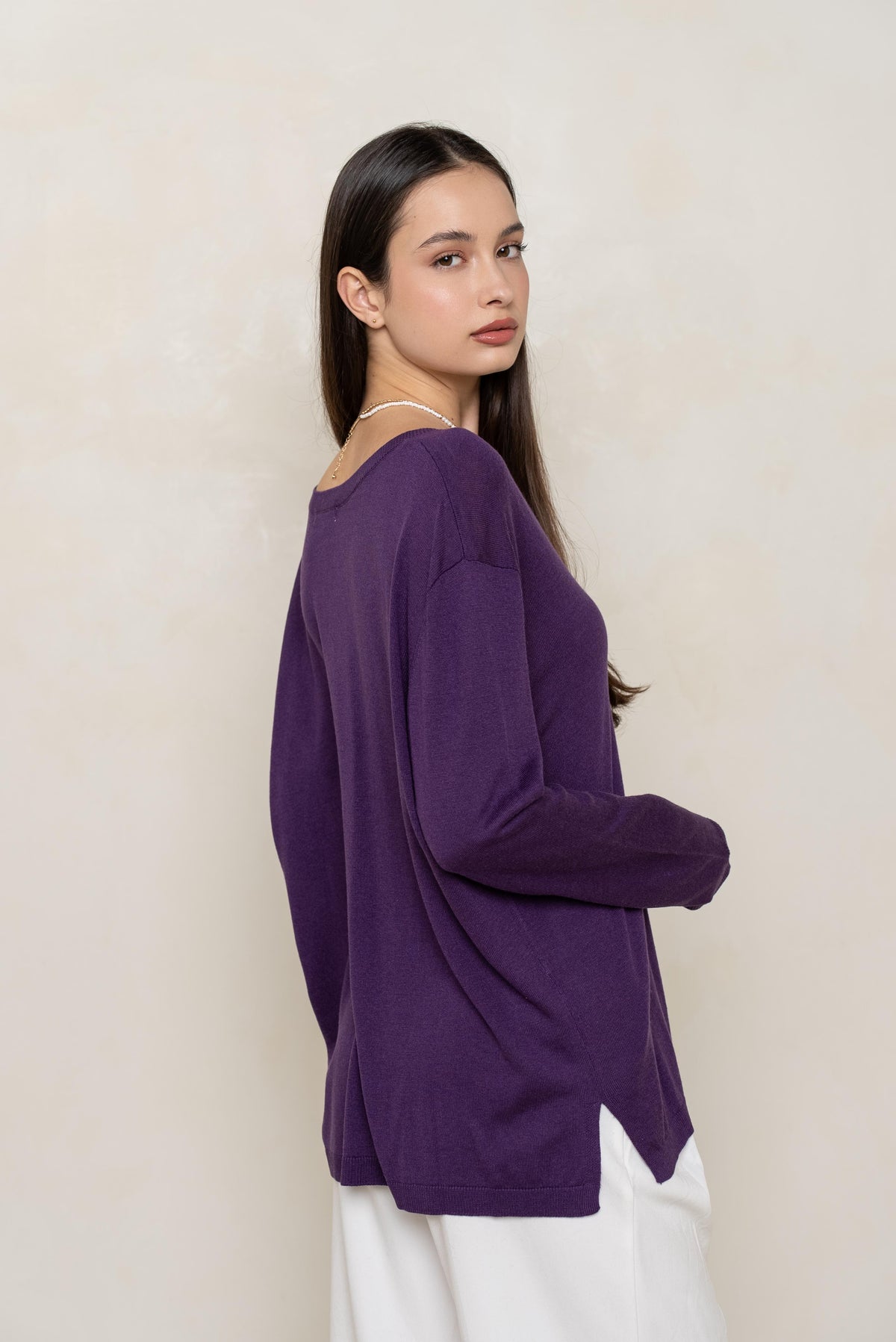 Pull V oversize en soie et cachemire