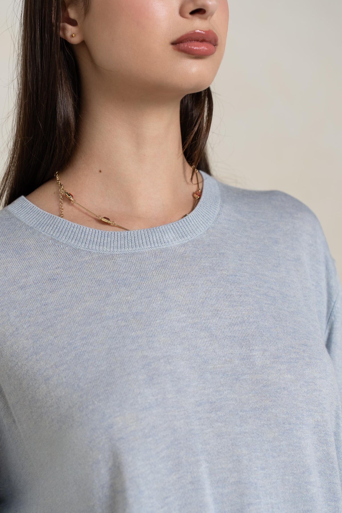 Pull col rond oversize en soie et cachemire