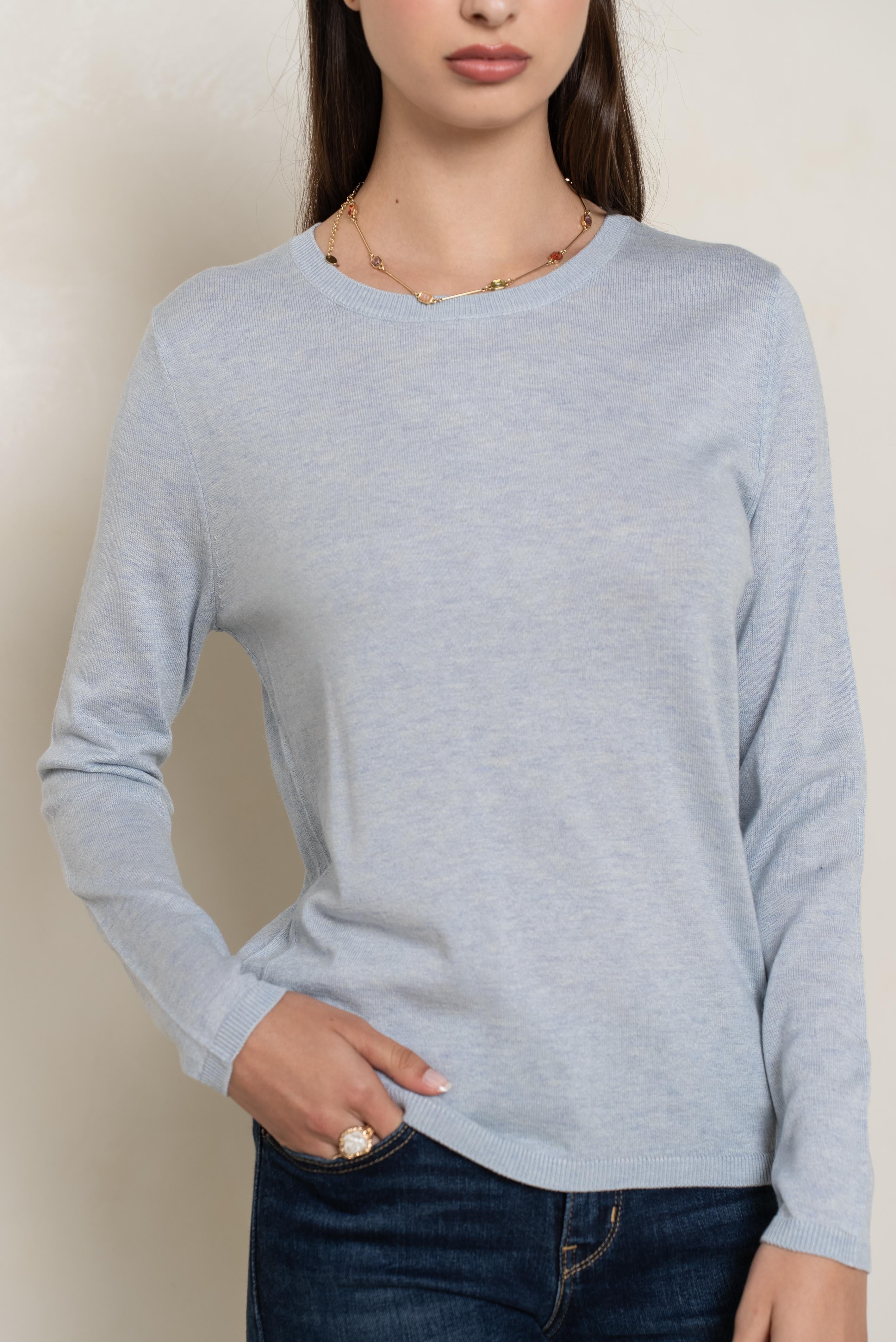 Pull col rond en soie et cachemire
