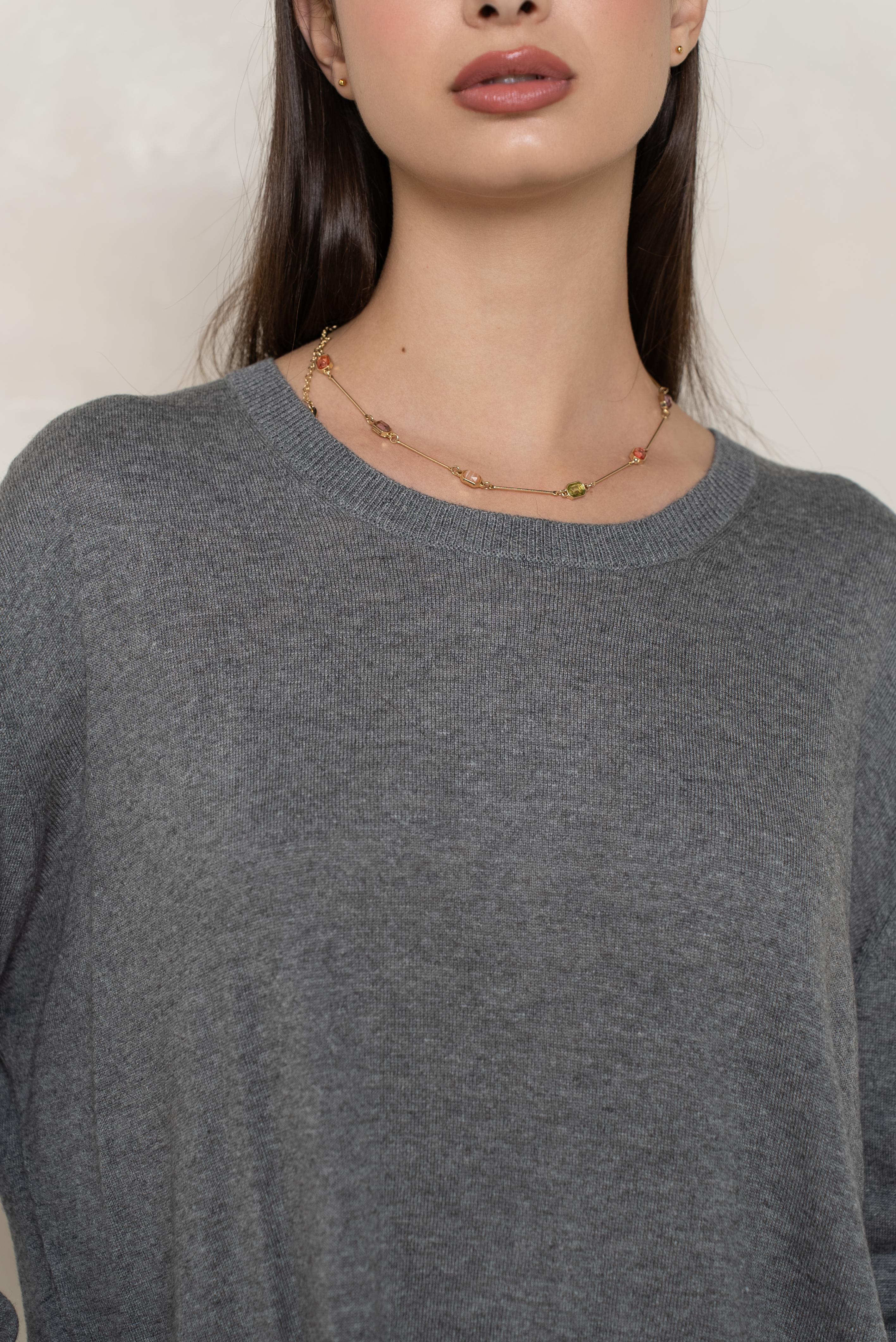 Pull col rond oversize en soie et cachemire