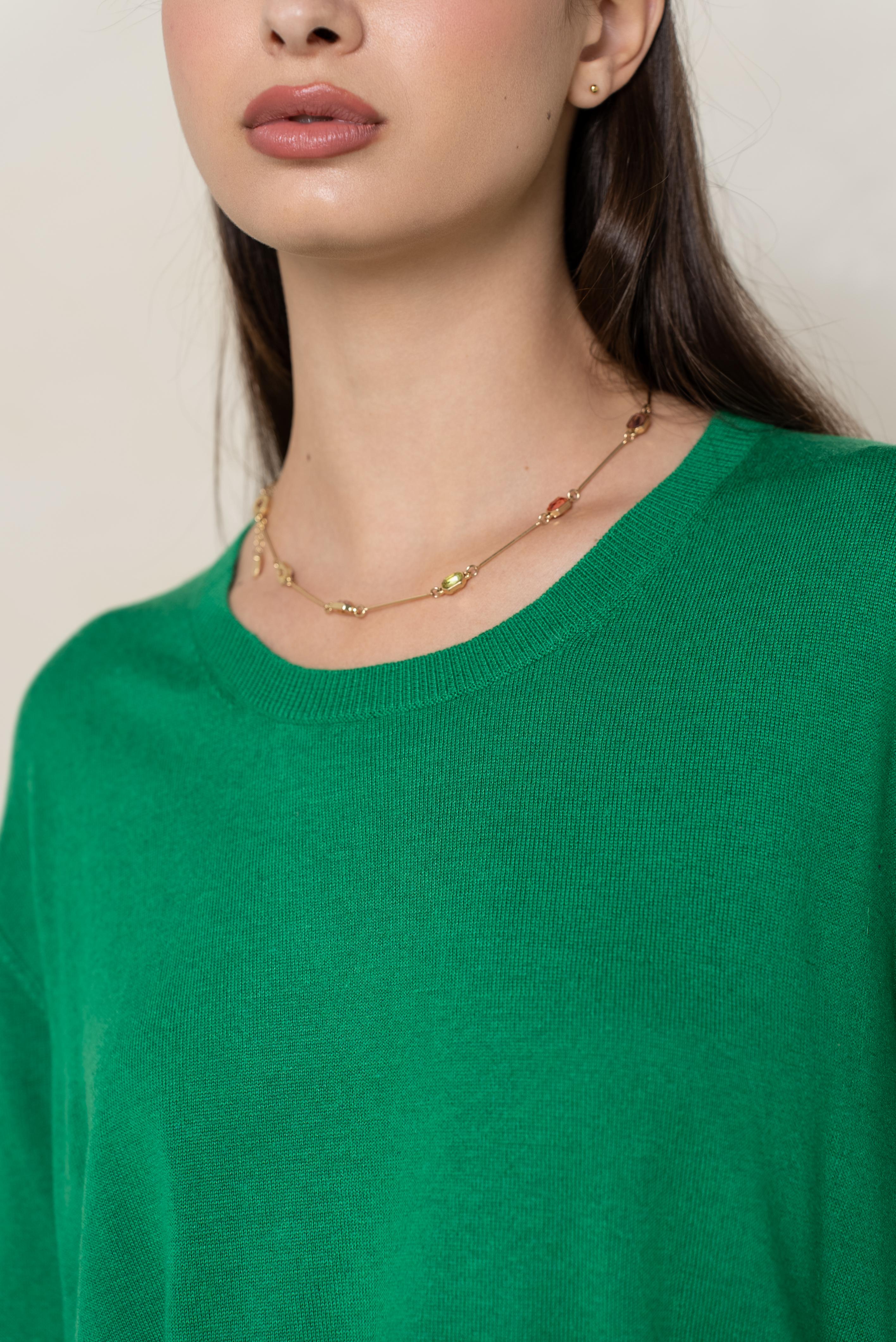 Pull col rond oversize en soie et cachemire