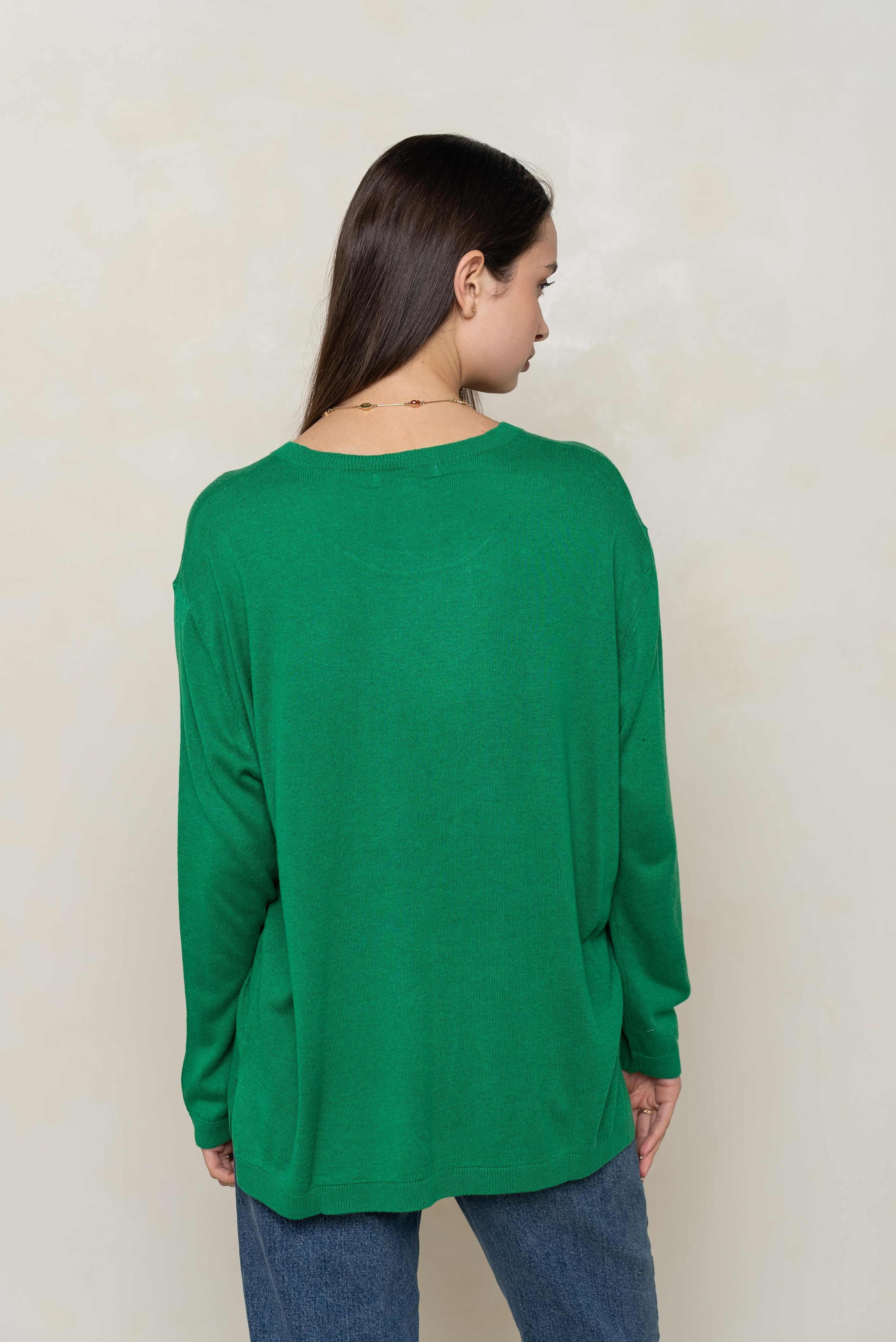 Pull col rond oversize en soie et cachemire