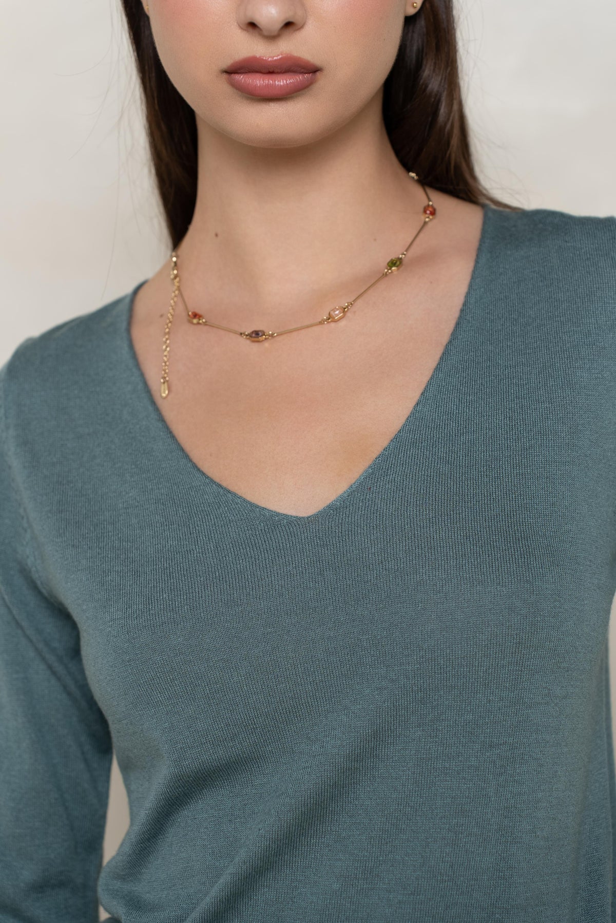 Pull col V en soie & cachemire