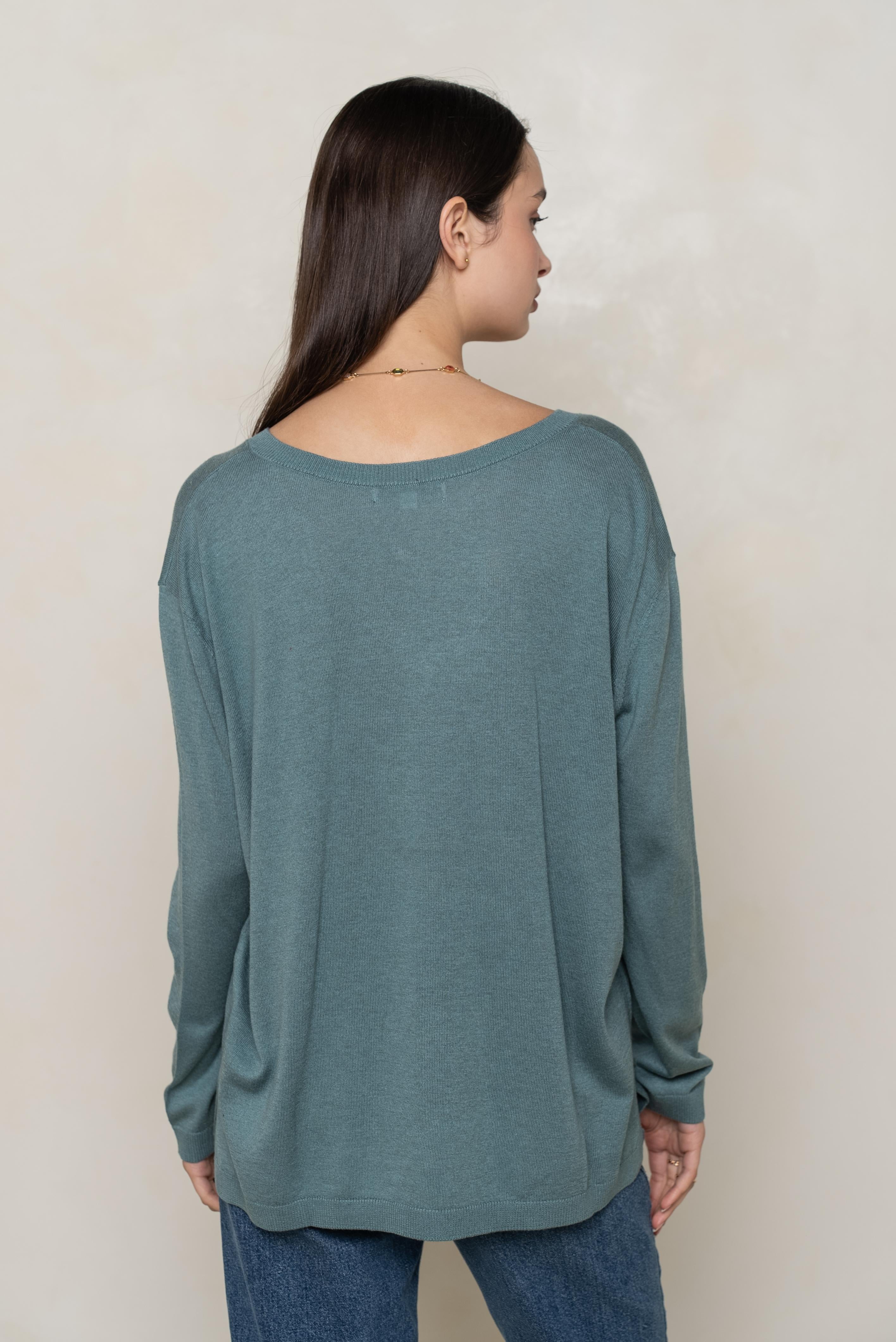 Pull V oversize en soie et cachemire