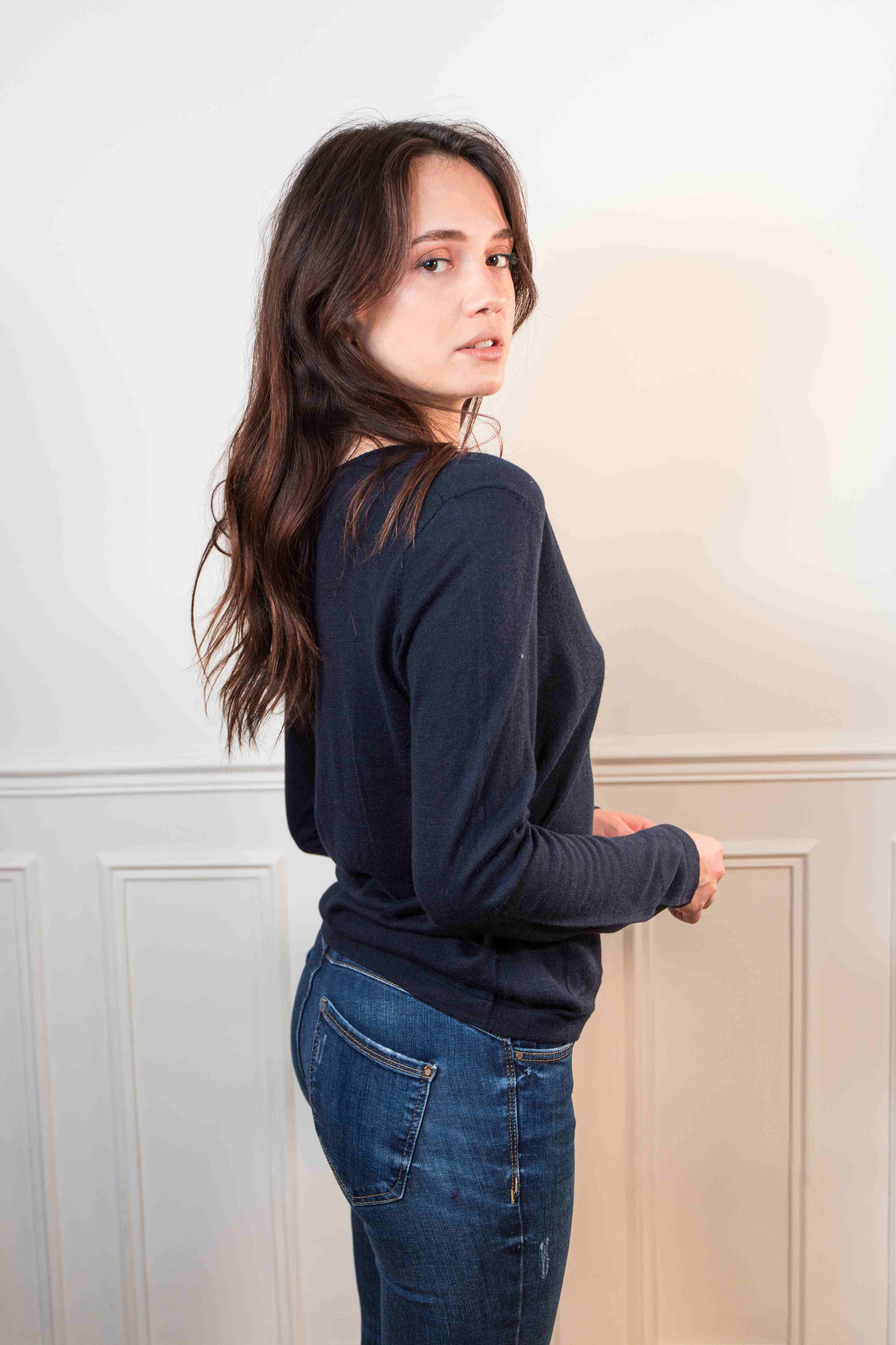 Gilet col V en soie et cachemire