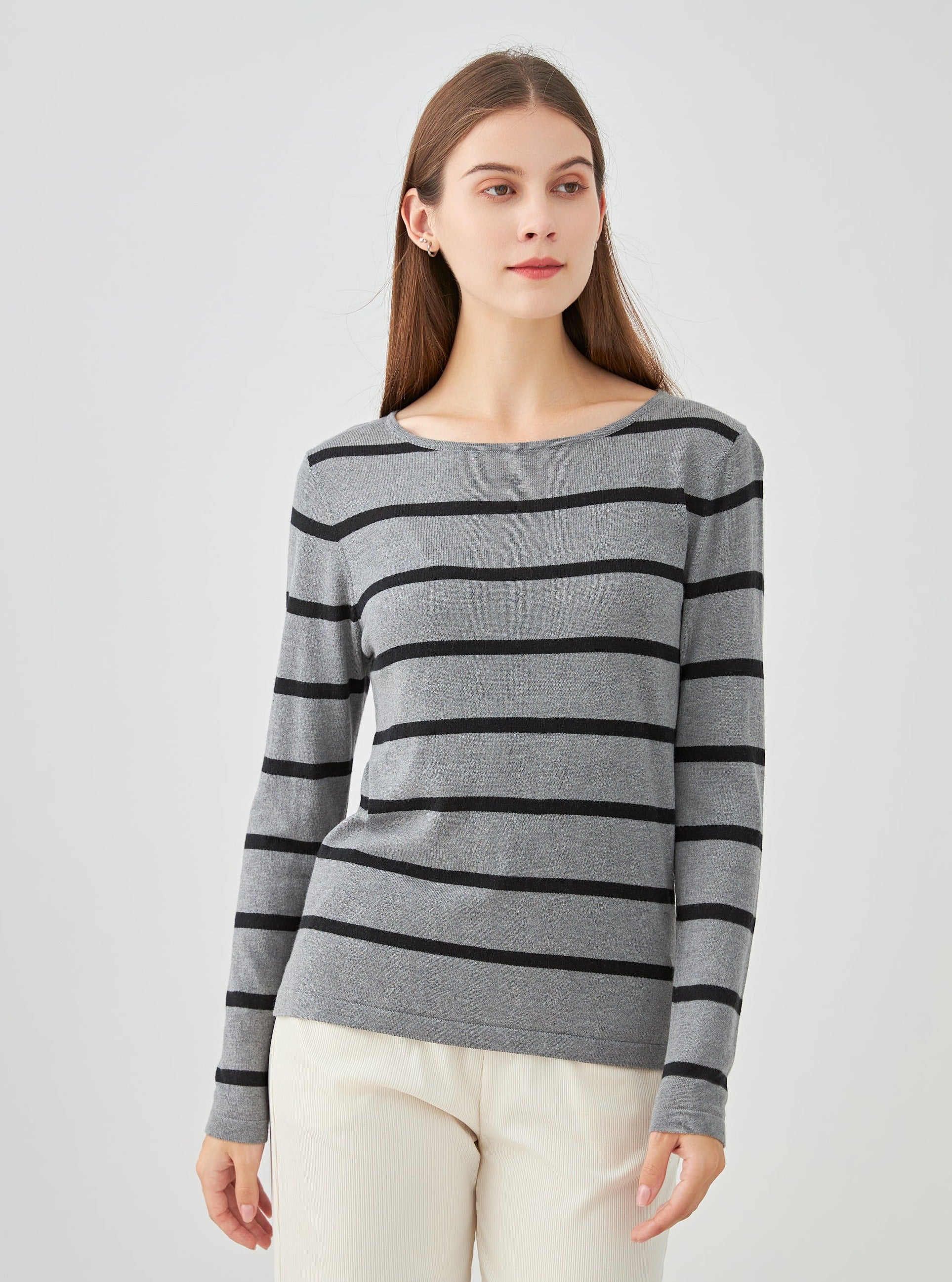 Pull marinière en soie et cachemire