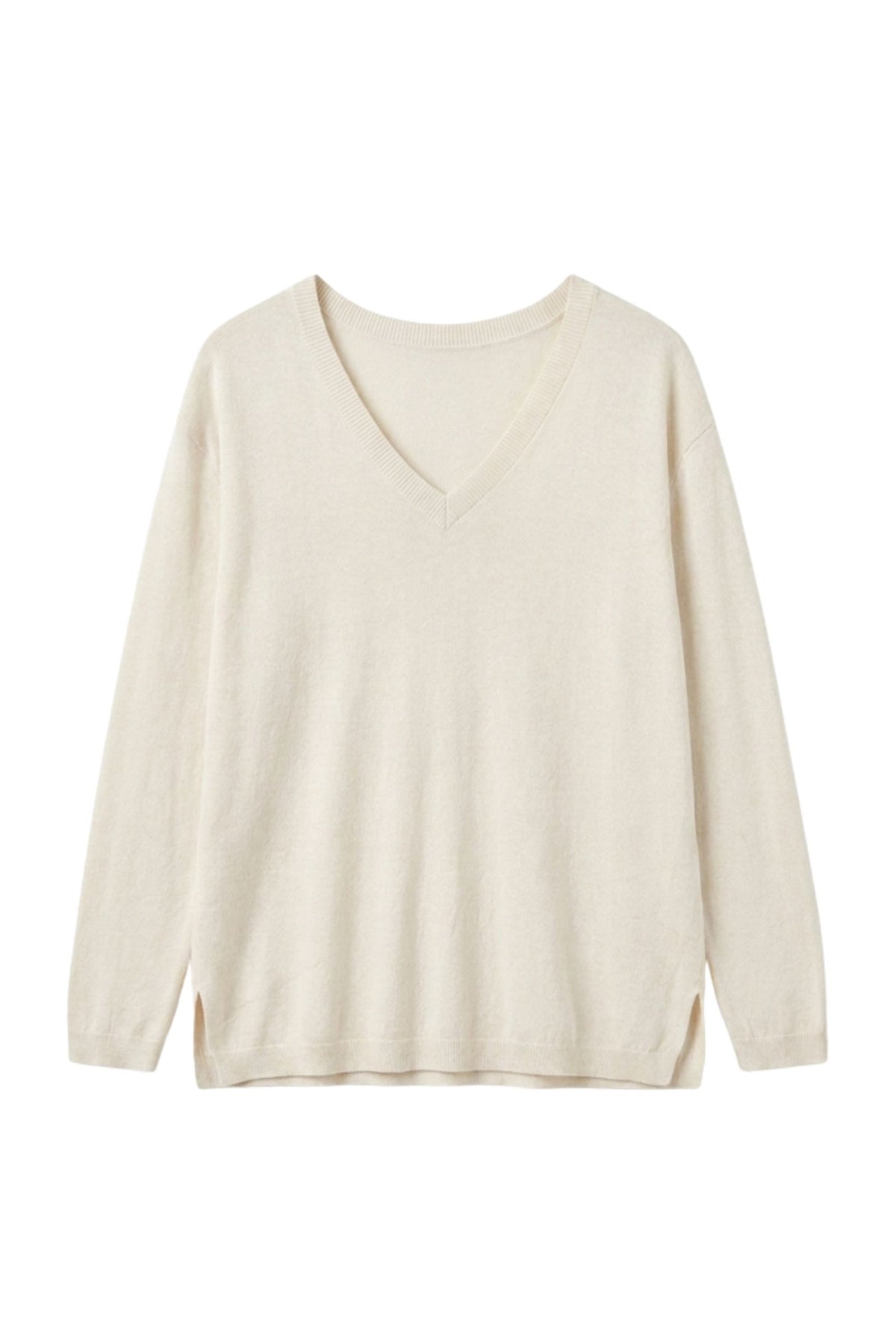 Pull V oversize en soie et cachemire