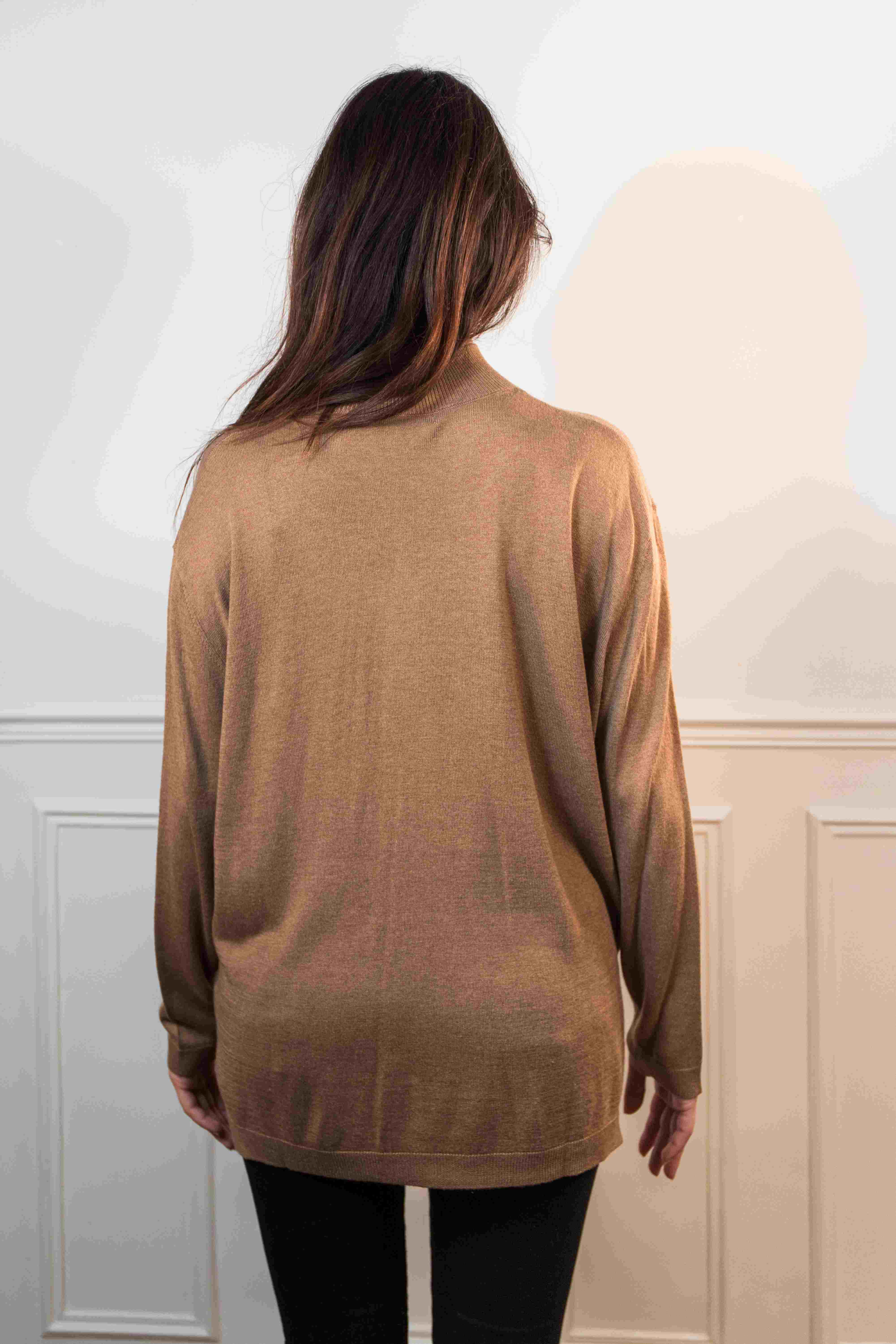 Pull col cheminée oversize en soie et cachemire