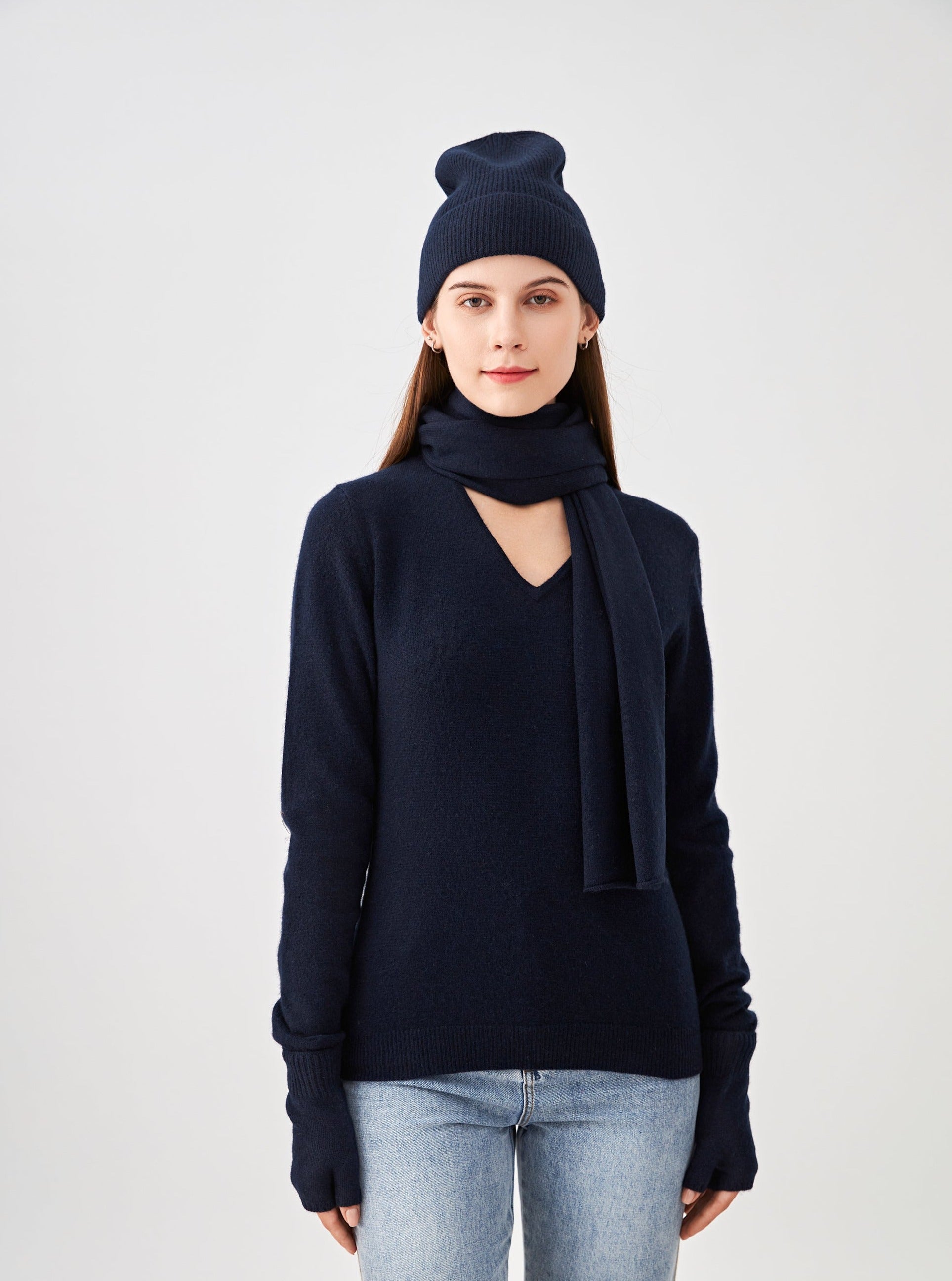 Pull col V en cachemire