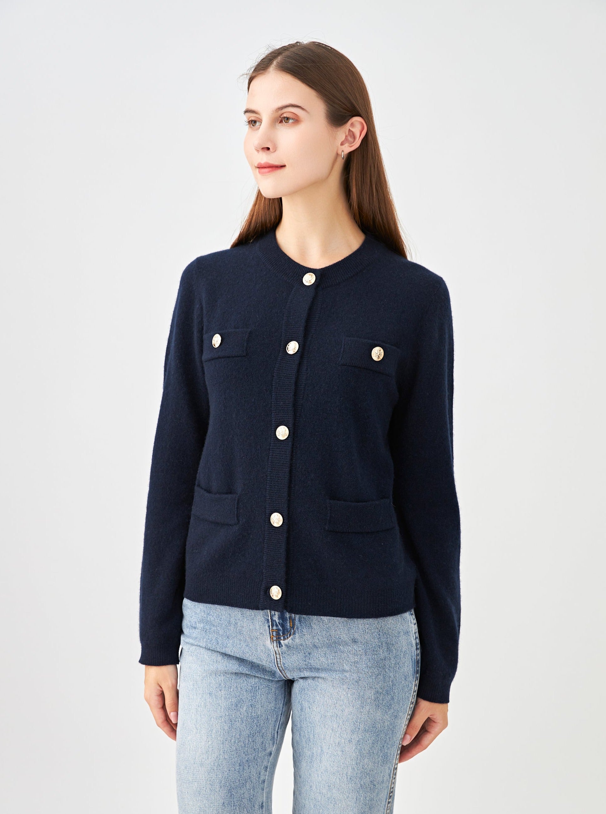 Cardigan boutons dorés en cachemire
