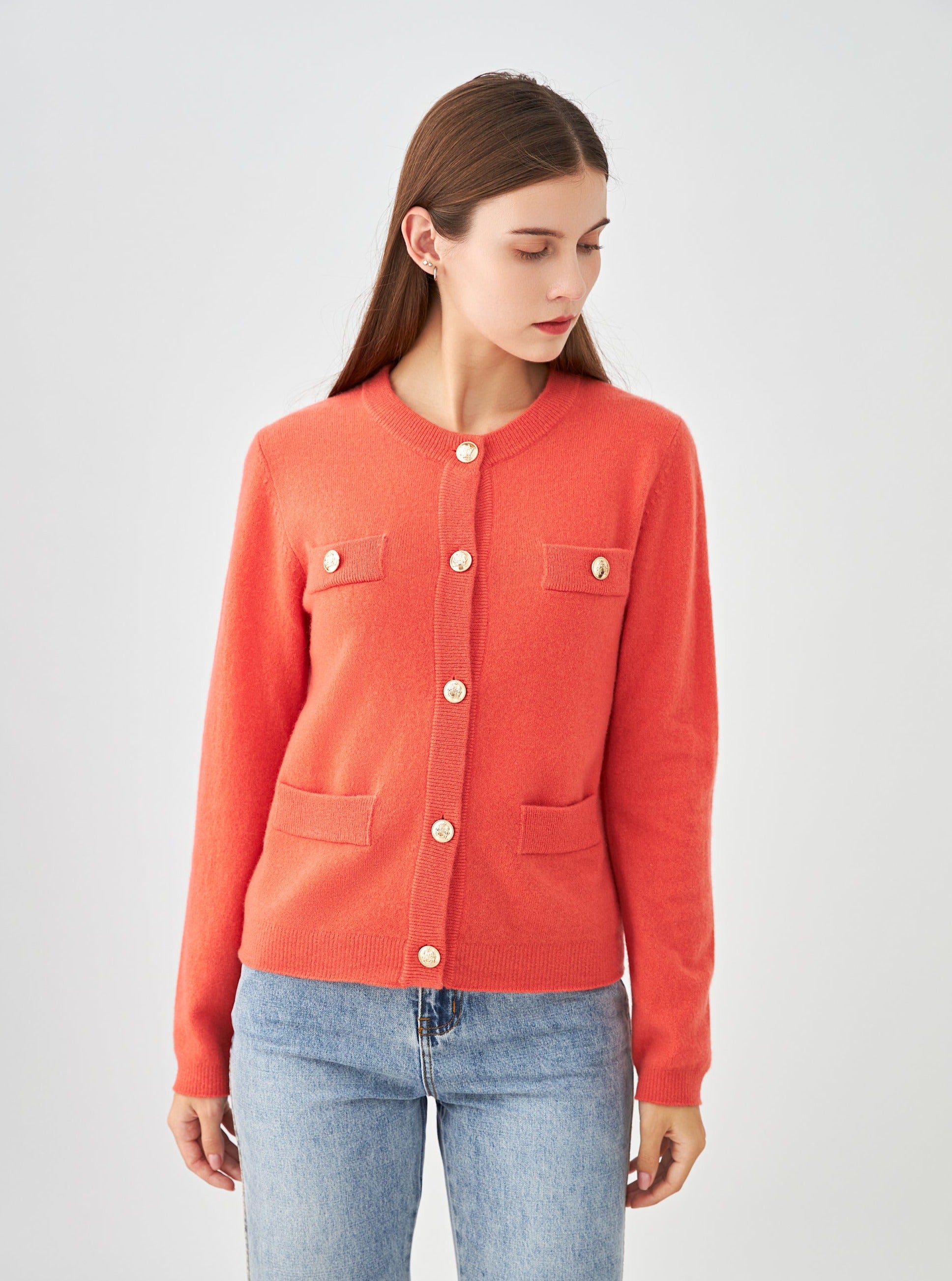 Cardigan boutons dorés en cachemire