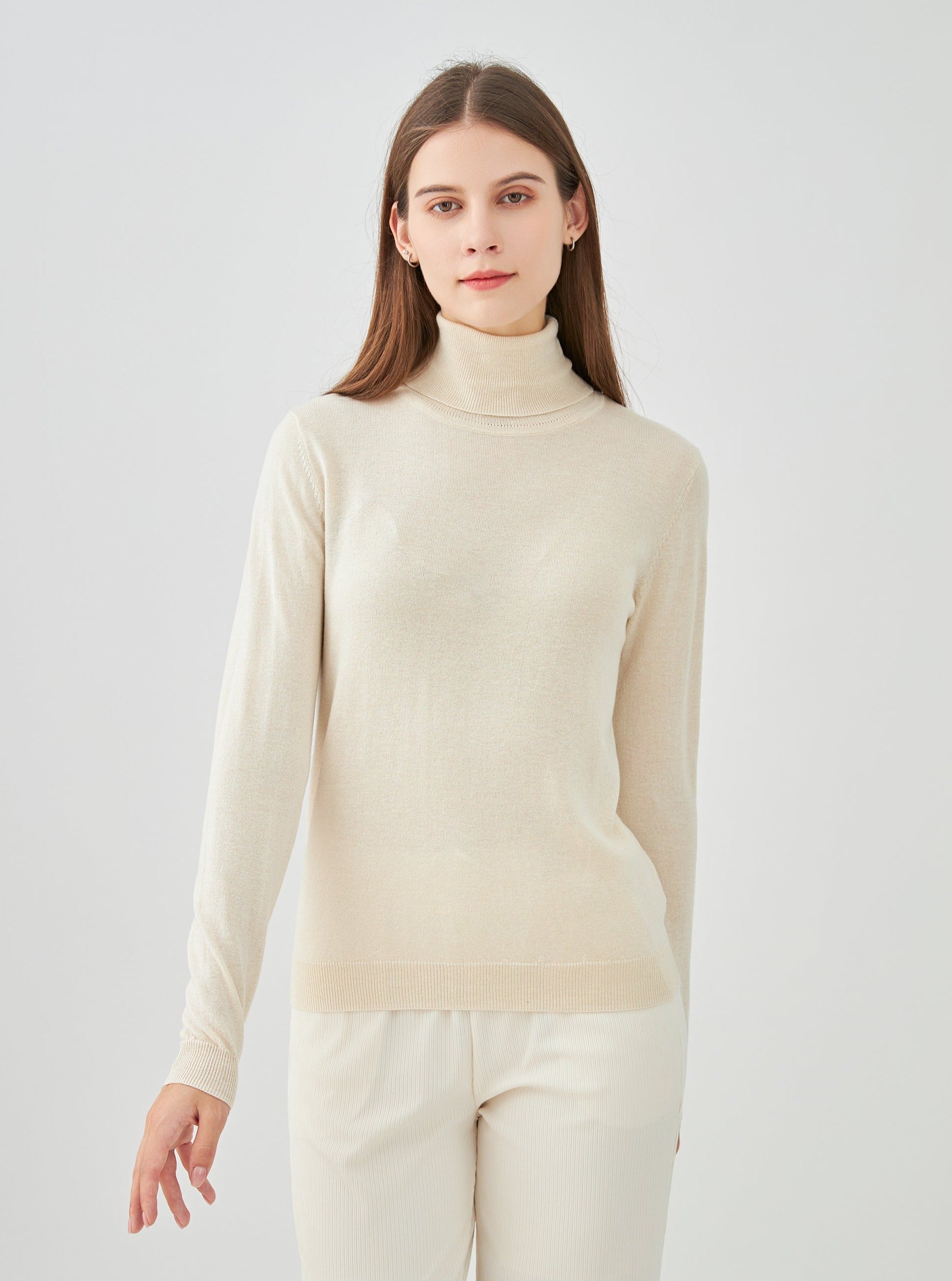 Pull col roulé en soie et cachemire