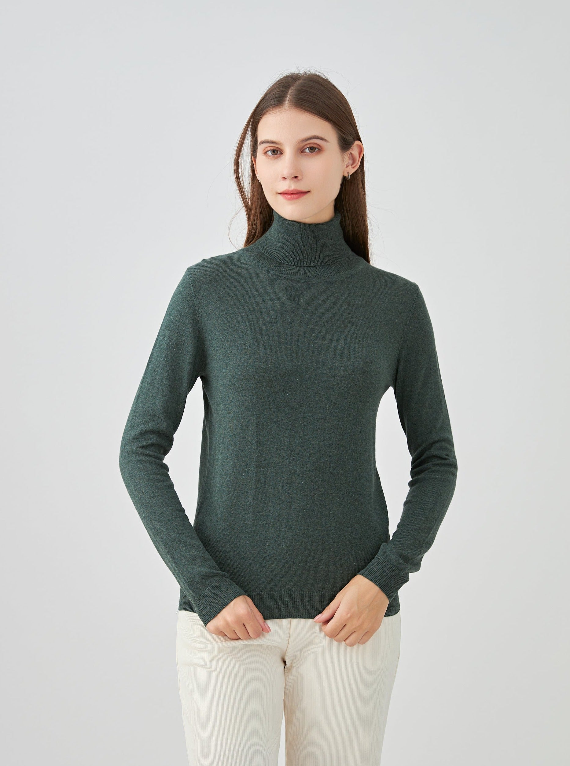 Pull col roulé en soie et cachemire