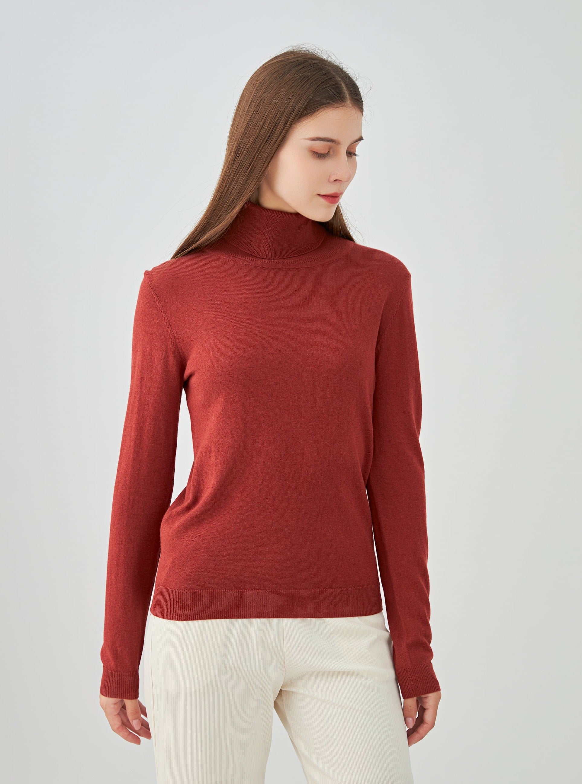 Pull col roulé en soie et cachemire