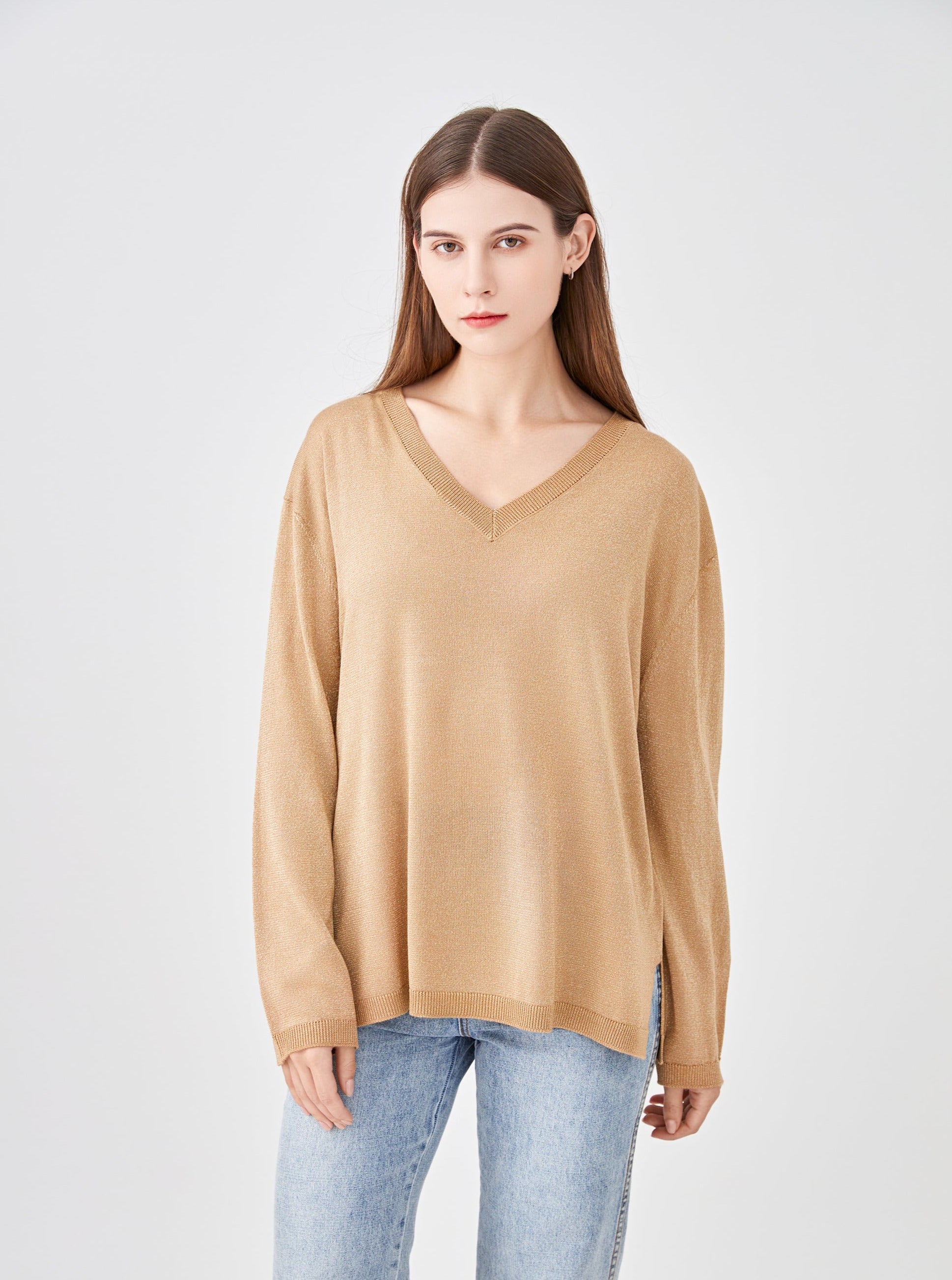 Pull V oversize lurex