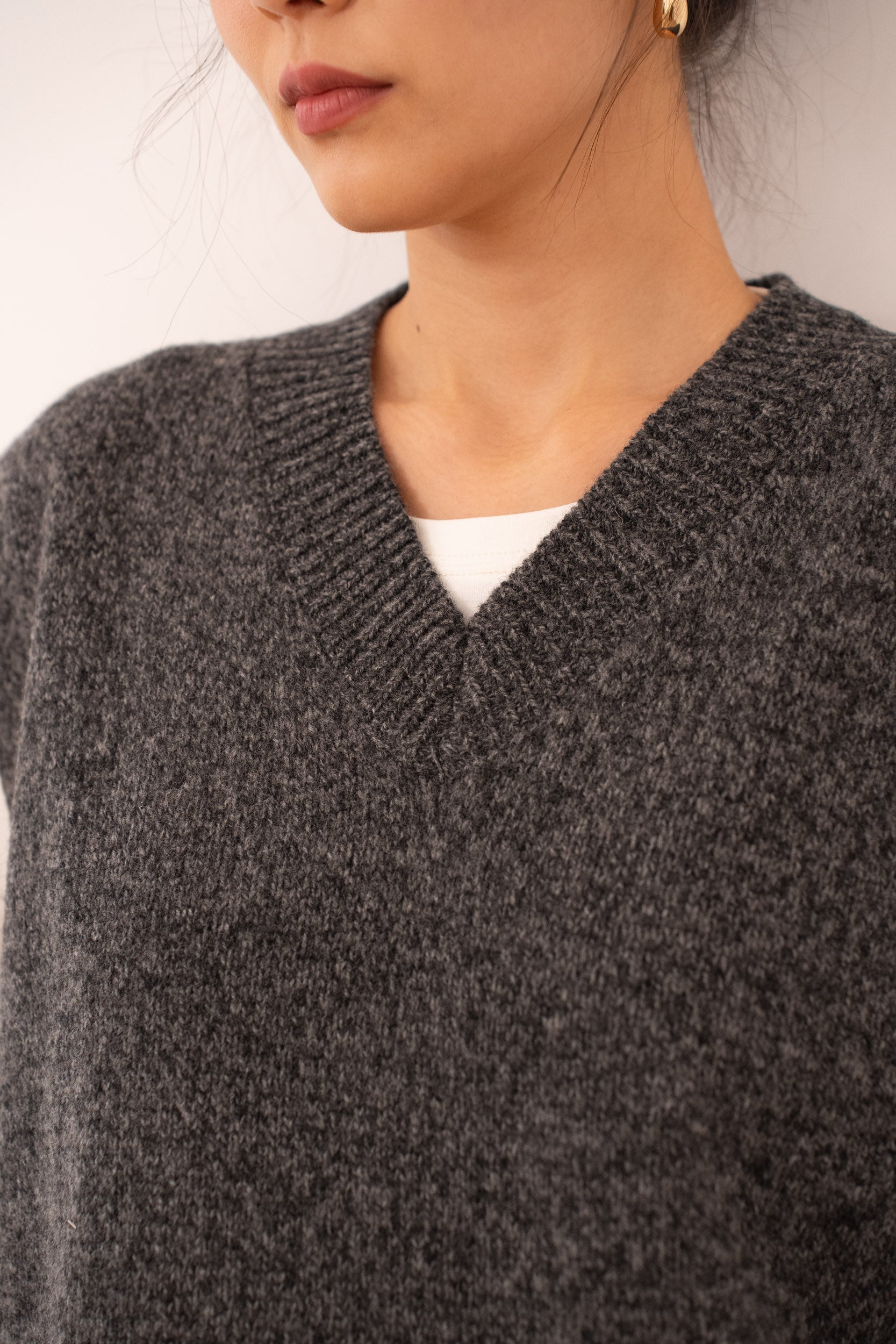 Pull 100% laine mérinos sans manche col V