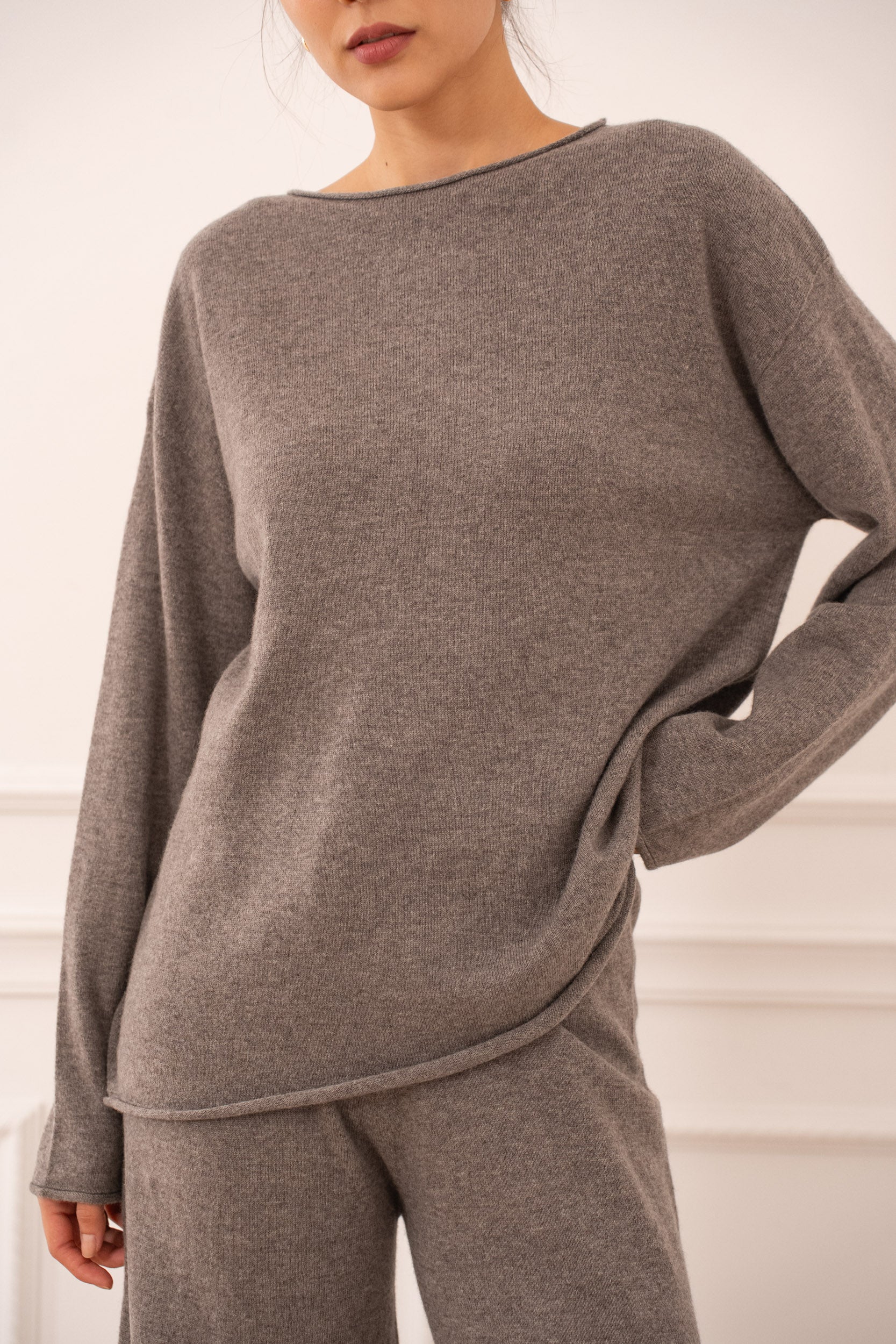 Pull laine & cachemire col rond oversize