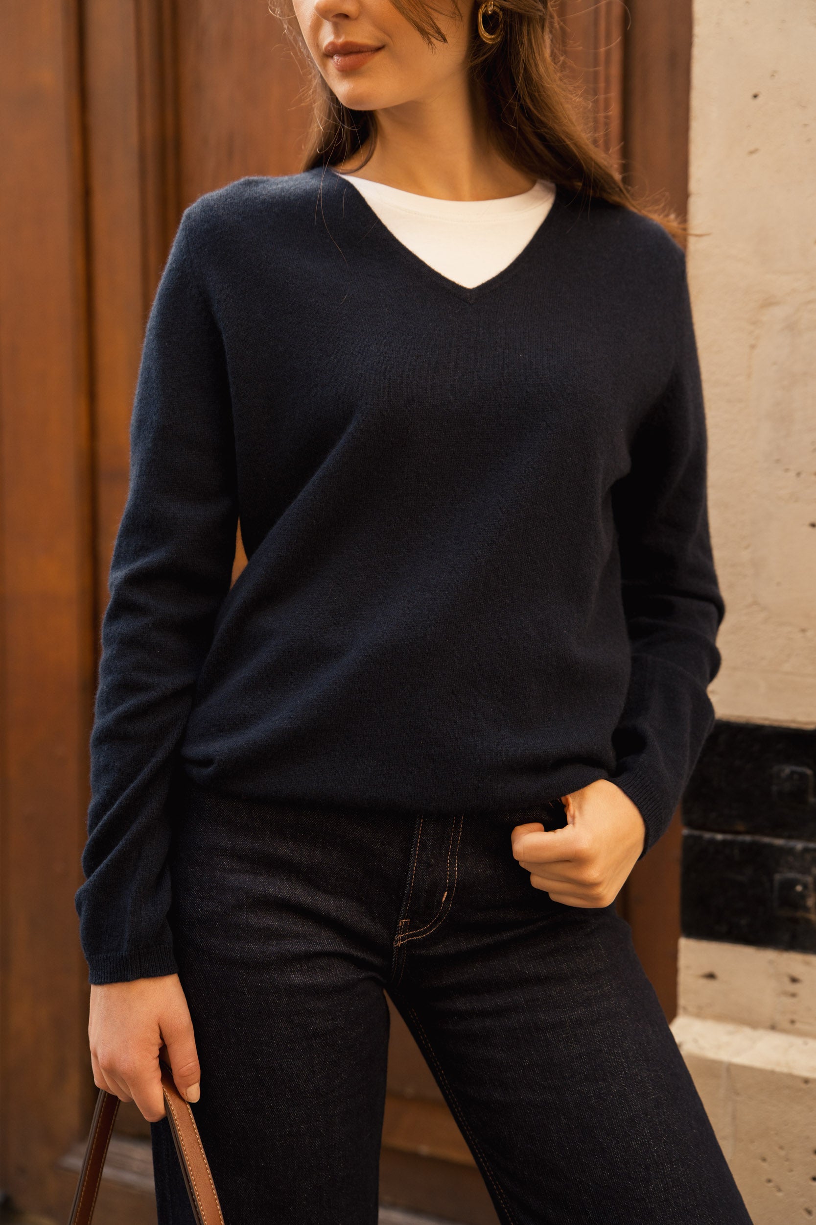 Pull col V en cachemire