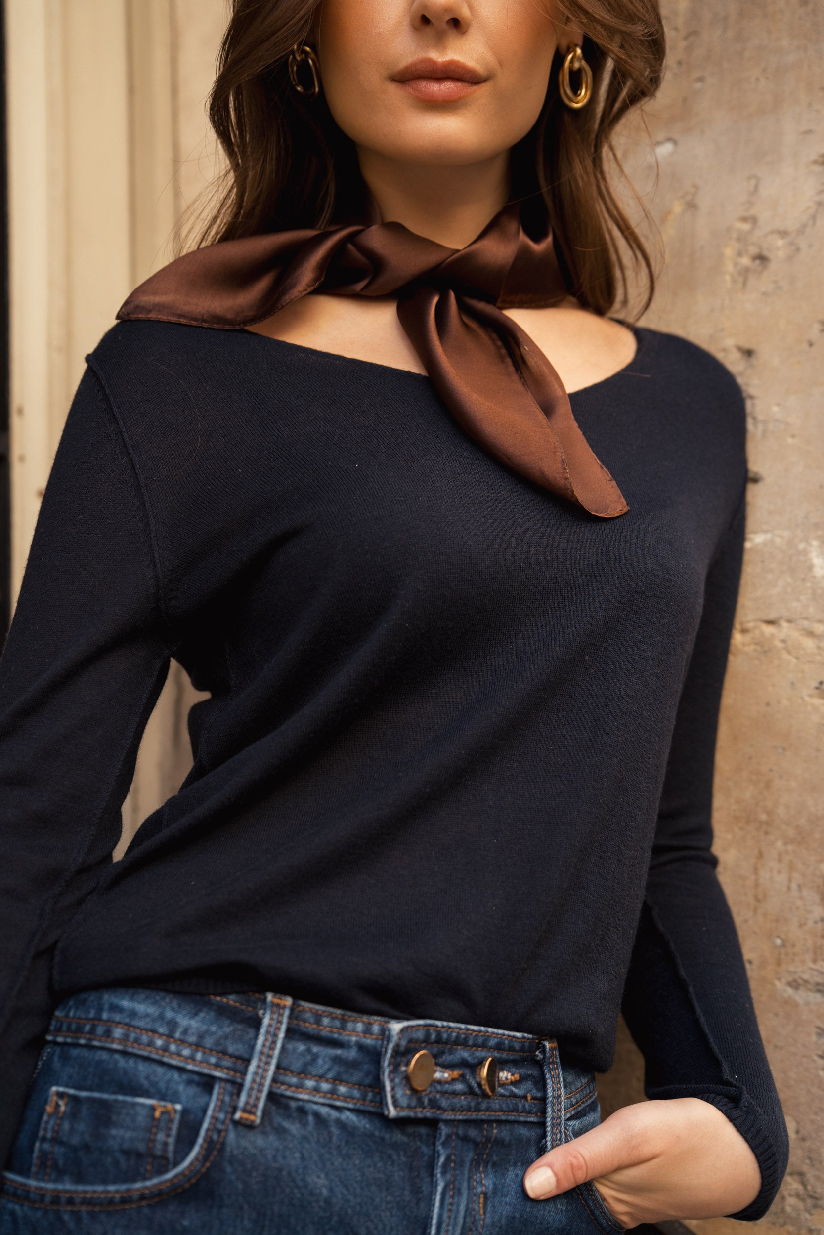 Pull col V en soie cachemire