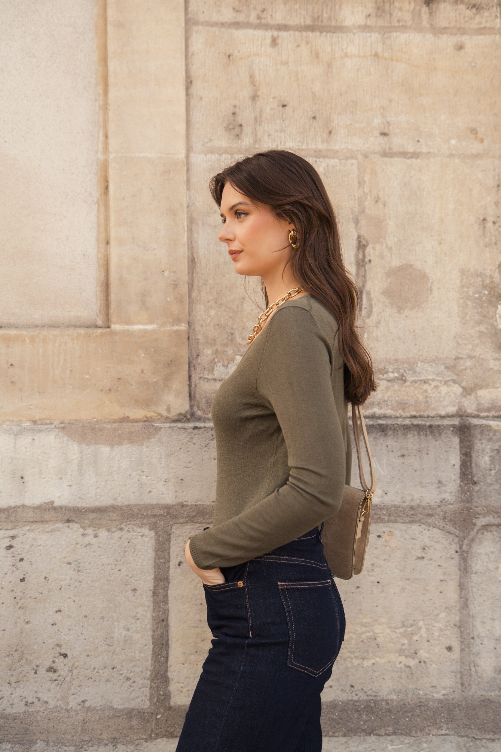 Pull col V en soie cachemire