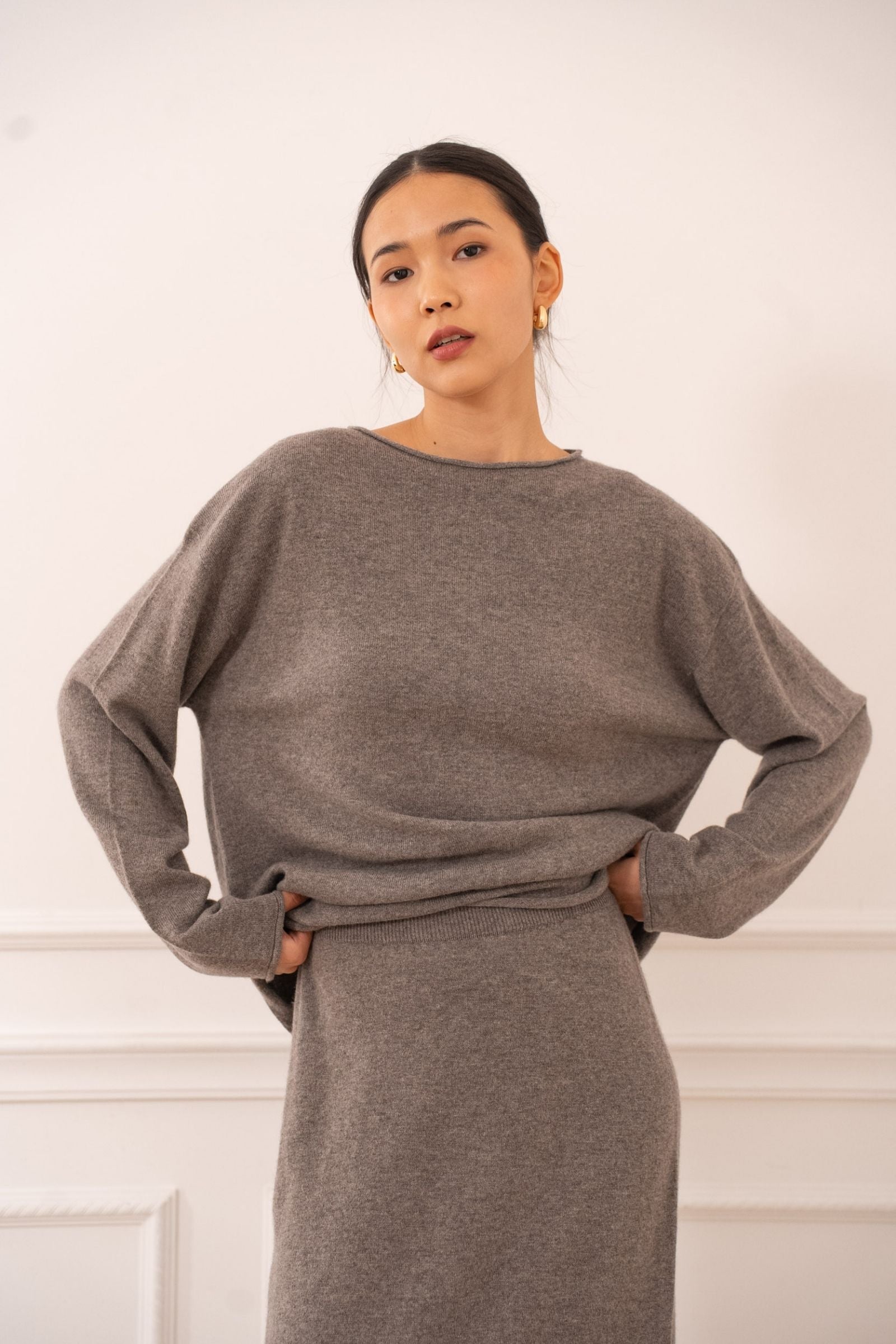 Pull laine & cachemire col rond oversize