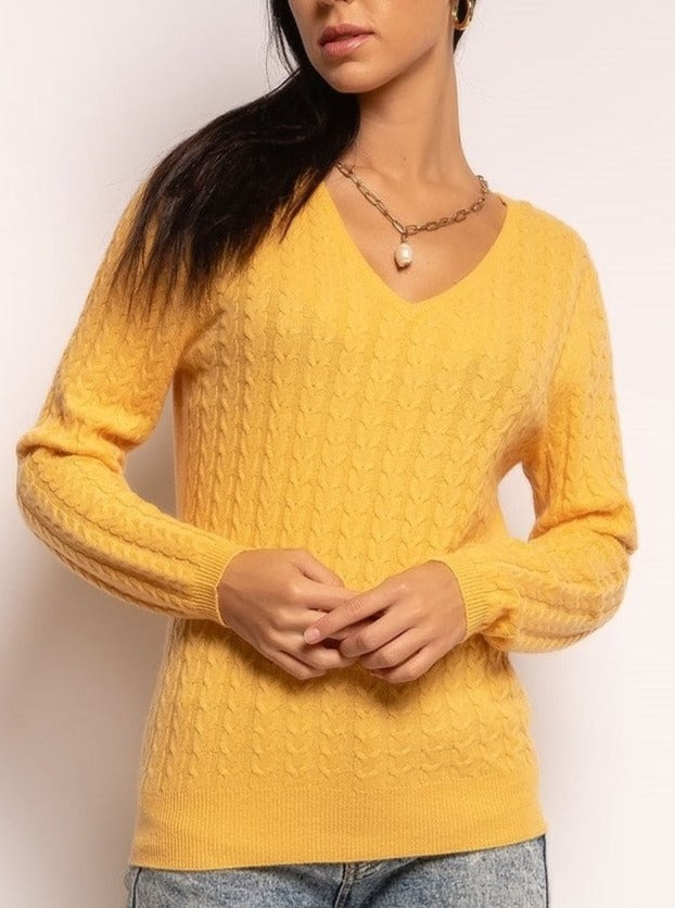 Pull V torsadé en cachemire