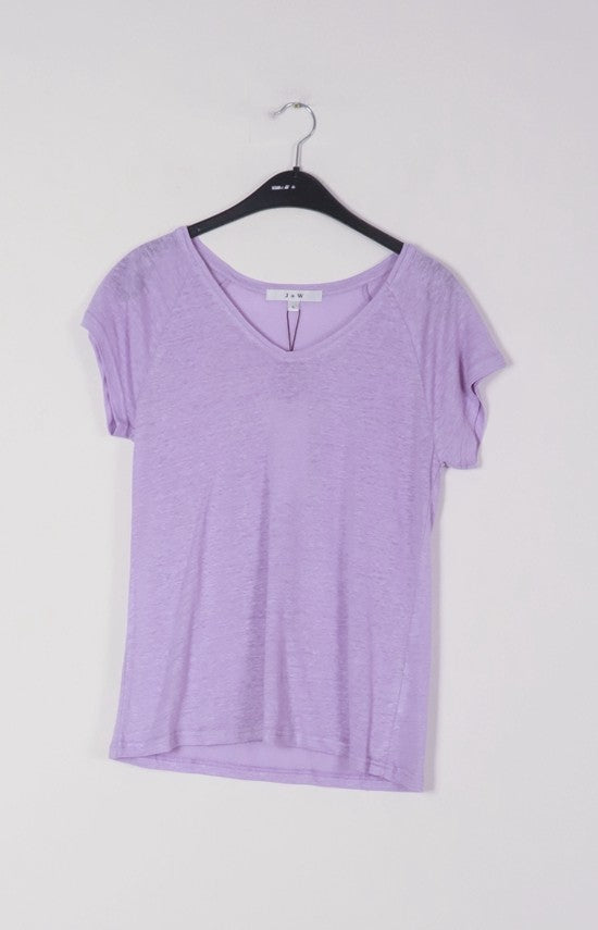 T-shirt V manche raglan en lin