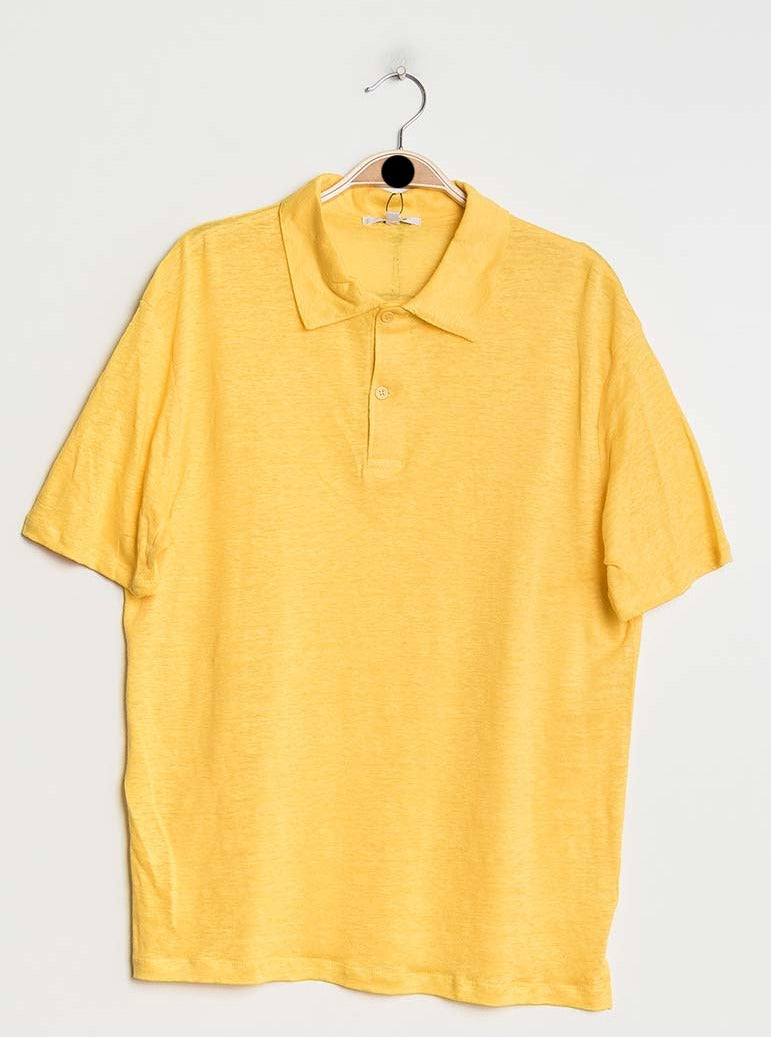 T-shirt polo oversize en lin