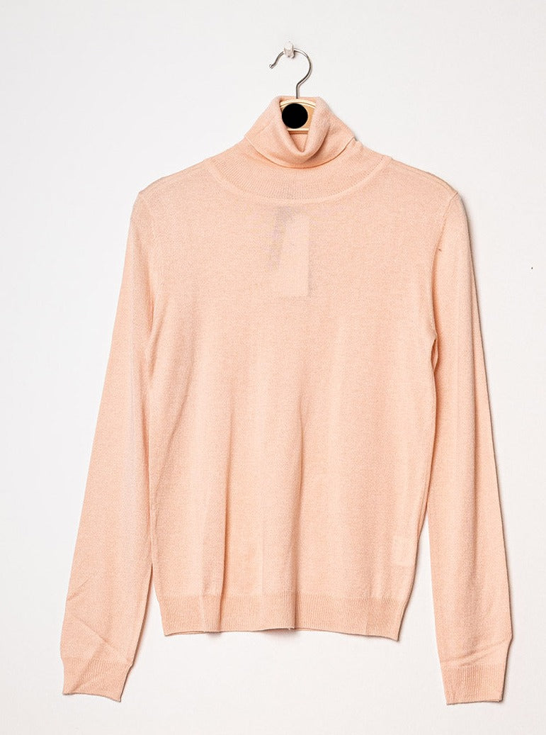 Pull col roulé en soie et cachemire