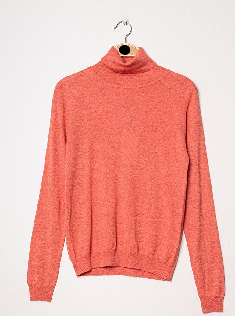 Pull col roulé en soie et cachemire