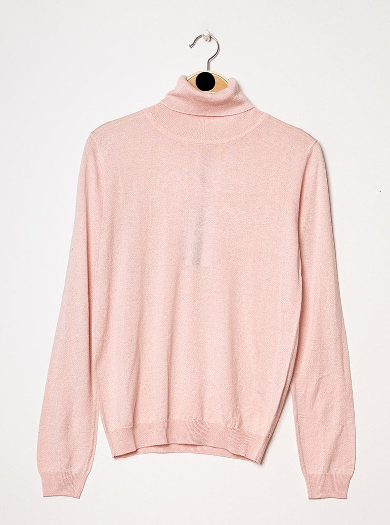 Pull col roulé en soie et cachemire