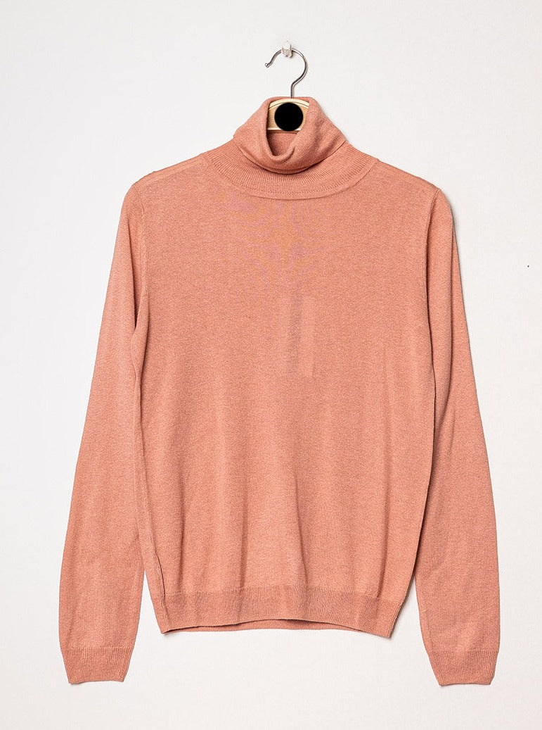 Pull col roulé en soie et cachemire