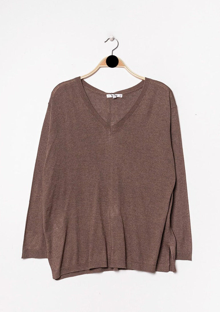Pull V oversize en soie et cachemire