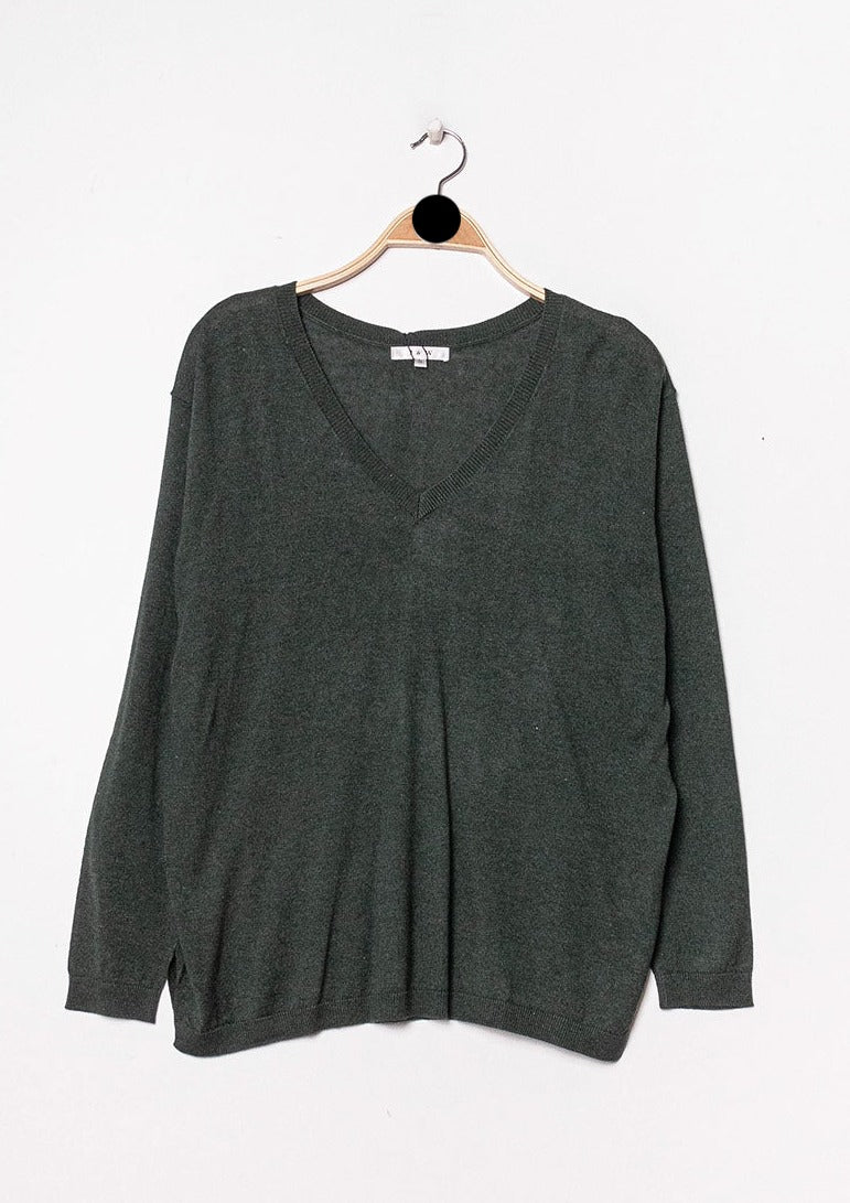 Pull V oversize en soie et cachemire