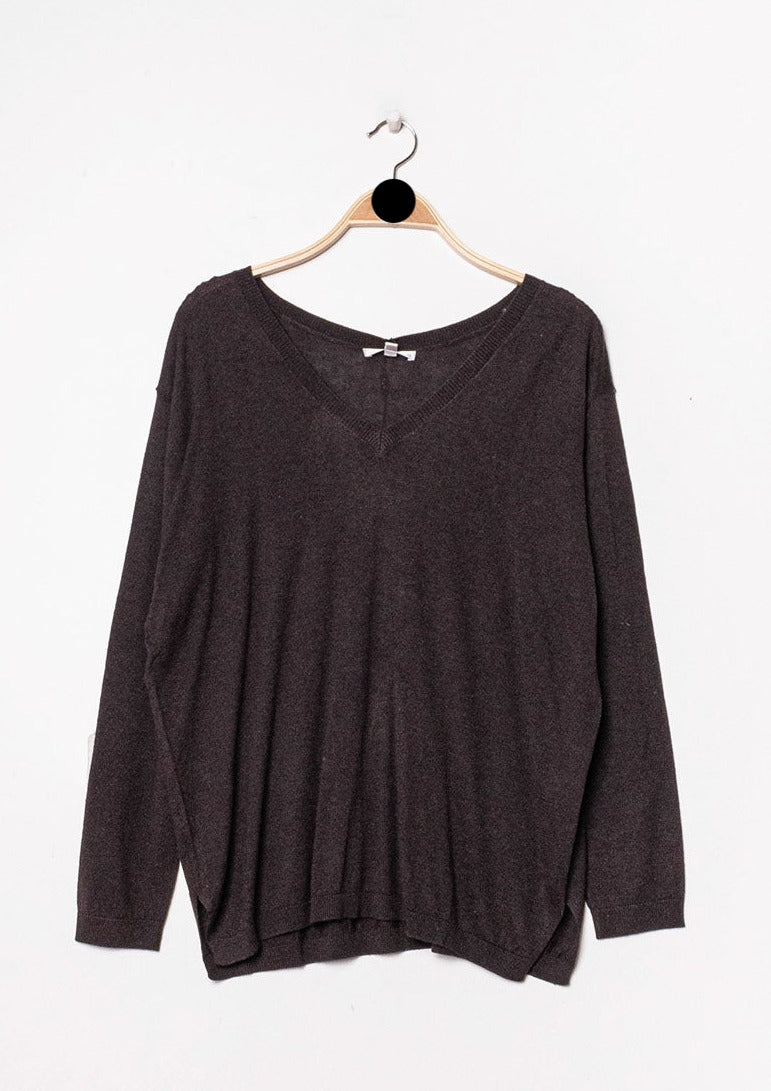 Pull V oversize en soie et cachemire