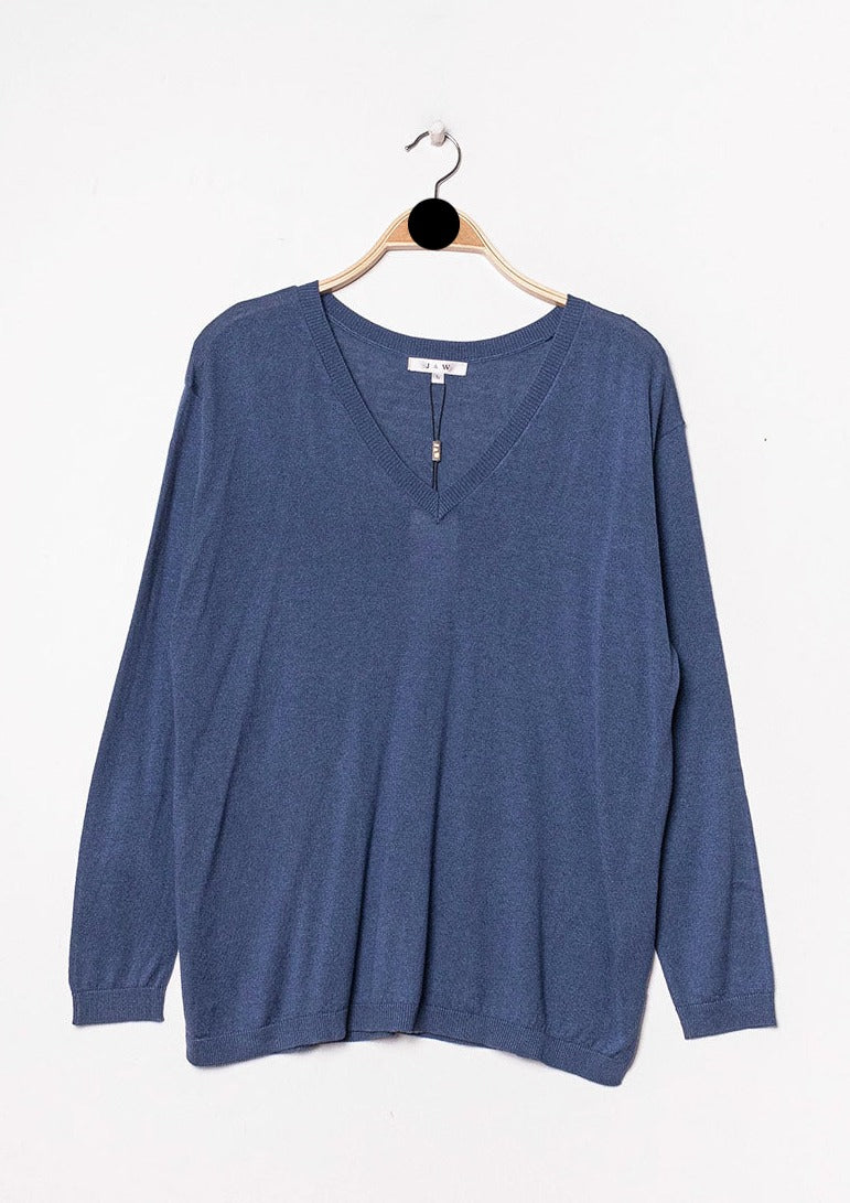 Pull V oversize en soie et cachemire