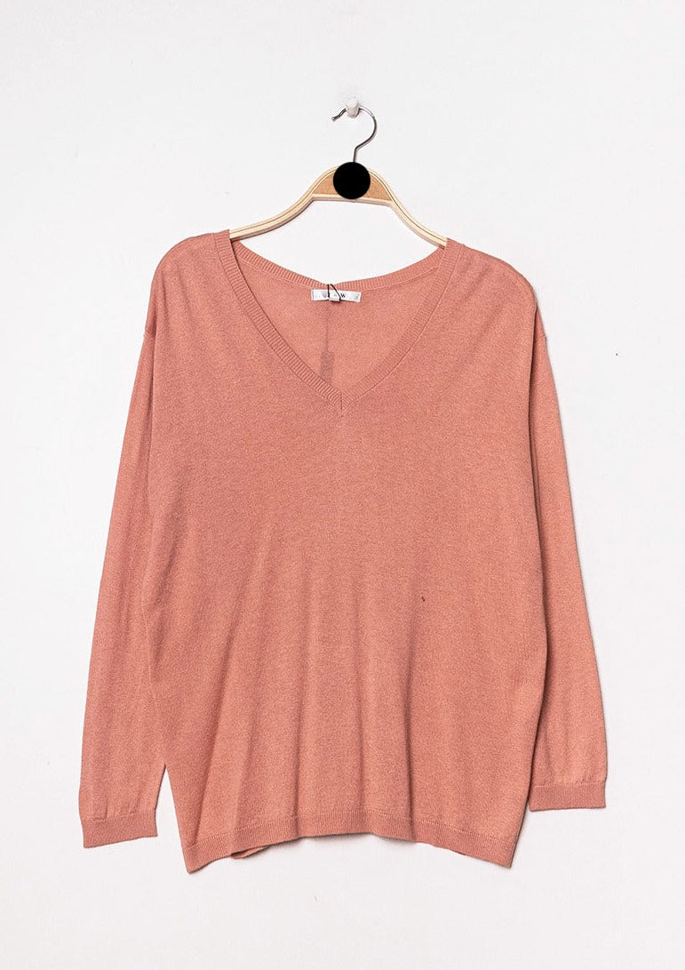 Pull V oversize en soie et cachemire