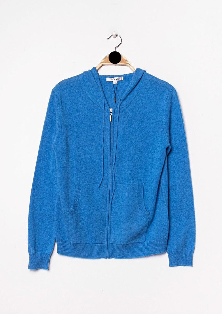 Gilet zippé à capuche en cachemire